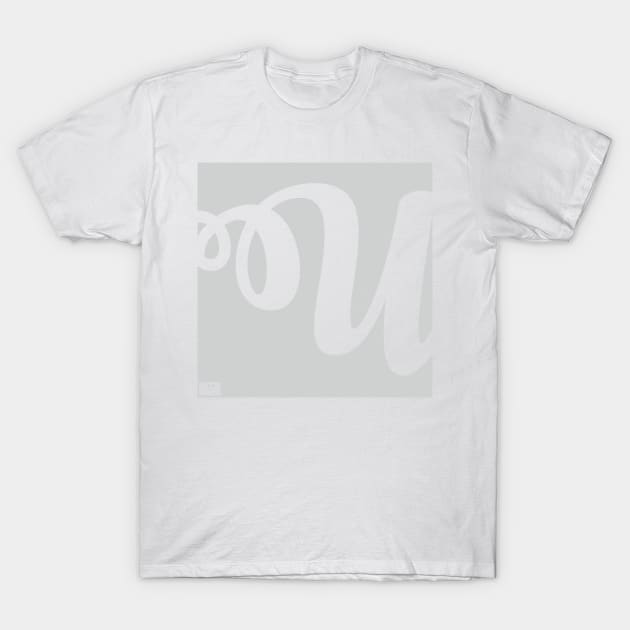 Letter U Elegant Cursive Calligraphy Initial Monogram T-Shirt by porcodiseno